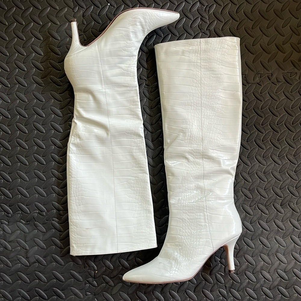 Knee High Faux Patent Leather Alligator boots